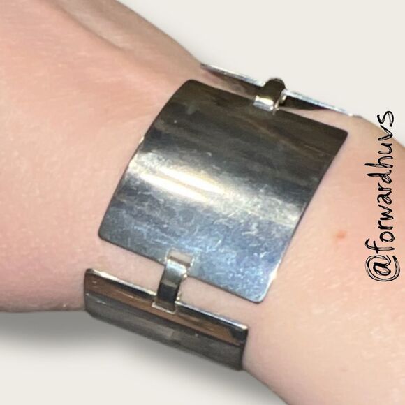 Vintage Taxco Sterling Silver Bracelet – 925 Marked – Hinged Panel Design - Picture 1 of 11
